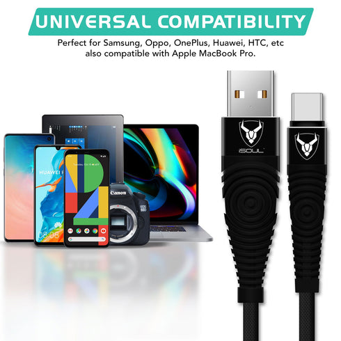 Nylon Braided USB Type C Cable for Fast Charging and Data Transfer - TradeNRG UK
